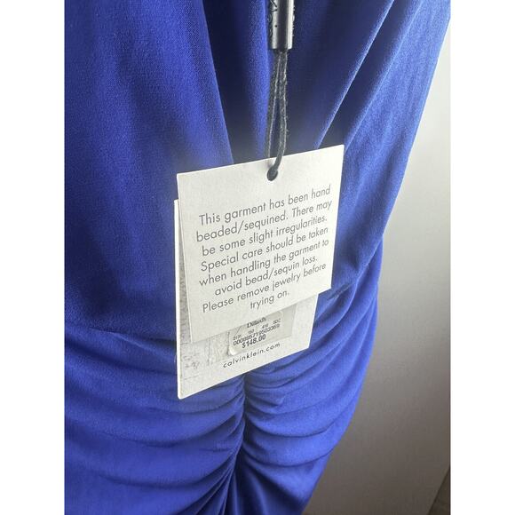 NWT Calvin Klein Atlantis Royal Blue Sheath Dress Sequin Stretch Plus Size 18W - Picture 15 of 16